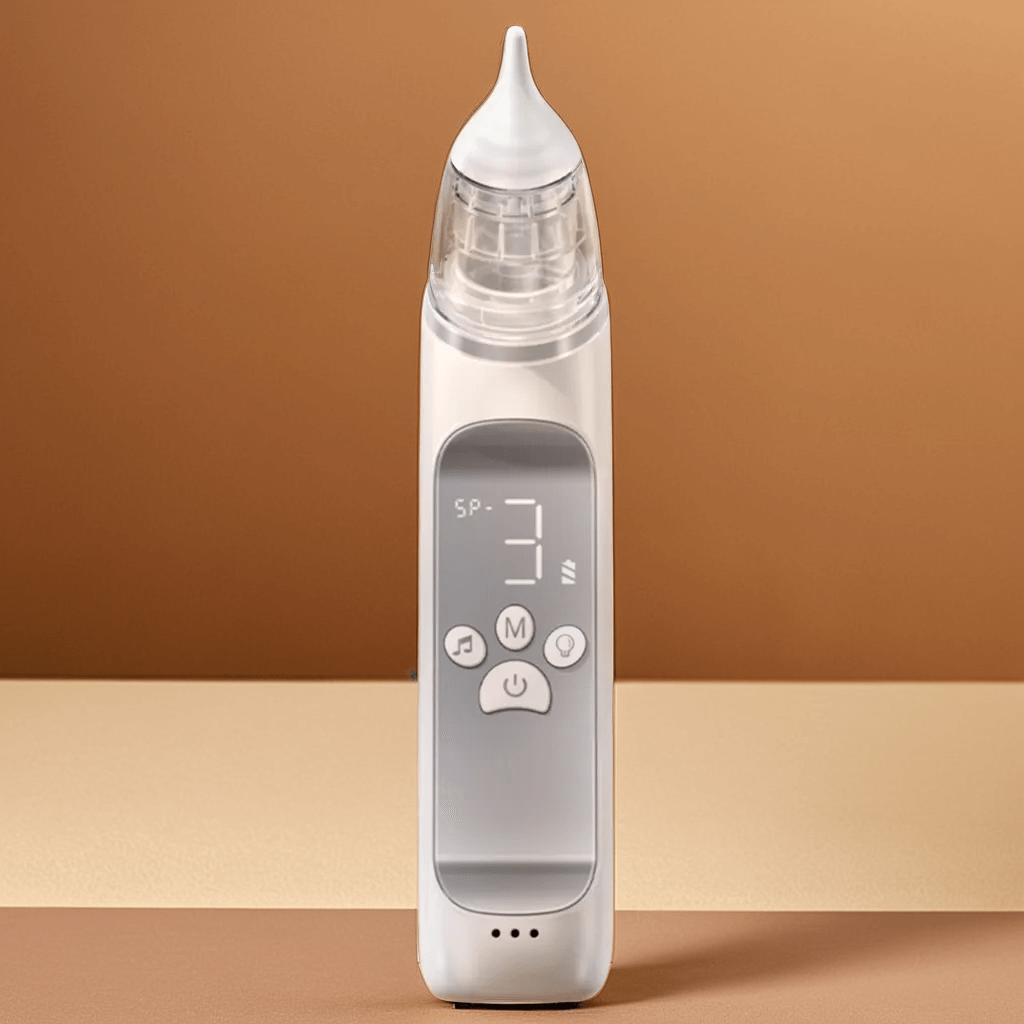 Aspirateur Nasal Électrique Bébé BabySoothe – Embout Silicone Alimentaire, 3 Modes, Musique Apaisante, Rechargeable USB