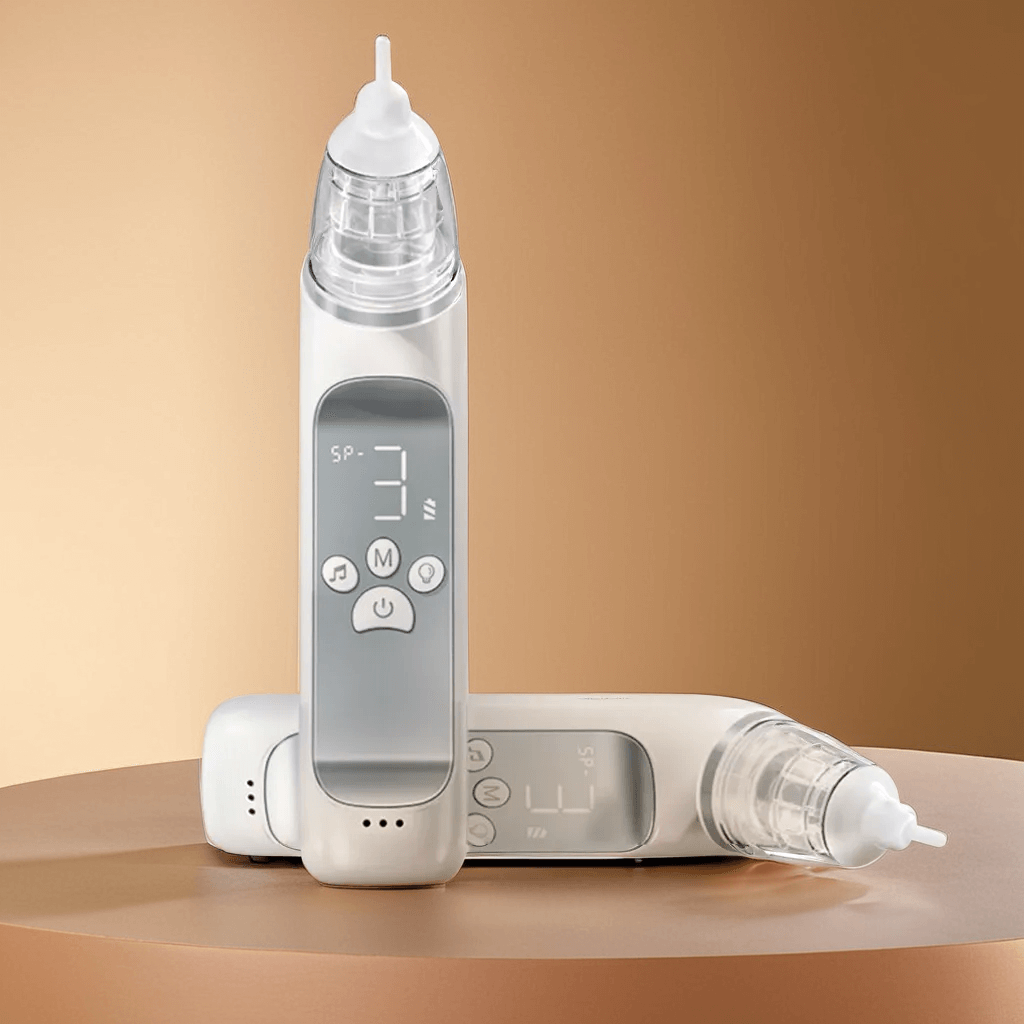 Aspirateur Nasal Électrique Bébé BabySoothe – Embout Silicone Alimentaire, 3 Modes, Musique Apaisante, Rechargeable USB