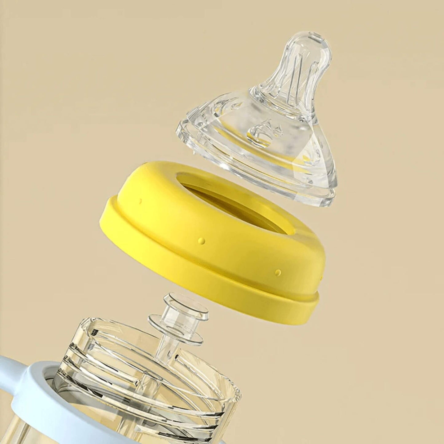 Biberon Anti-Colique 240ml – Tétine en Silicone Naturelle, Motif Lion Mignon, Poignées Ergonomiques