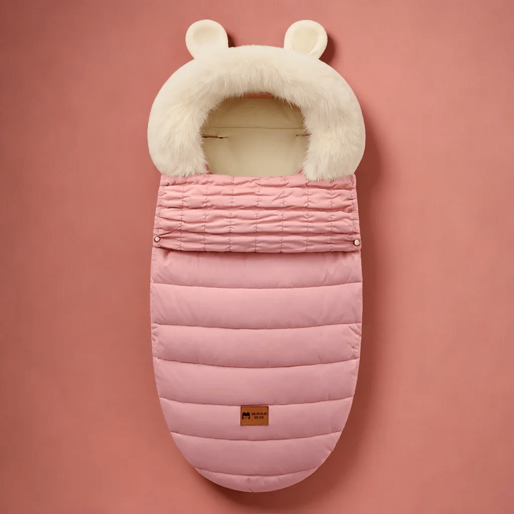 Chancelière Universelle Poussette CuddleNest – Doublure Polaire Chaude, Capuche Oreilles d'Ours, Fausse Fourrure Amovible