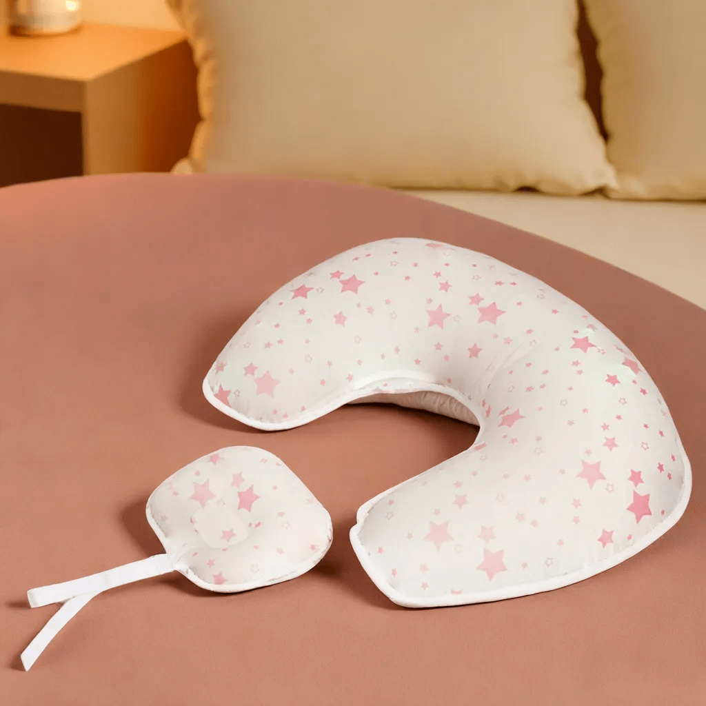 Coussin d'Allaitement, Confort Ergonomique 2-en-1 pour Bébé et Maman en Coton Doux