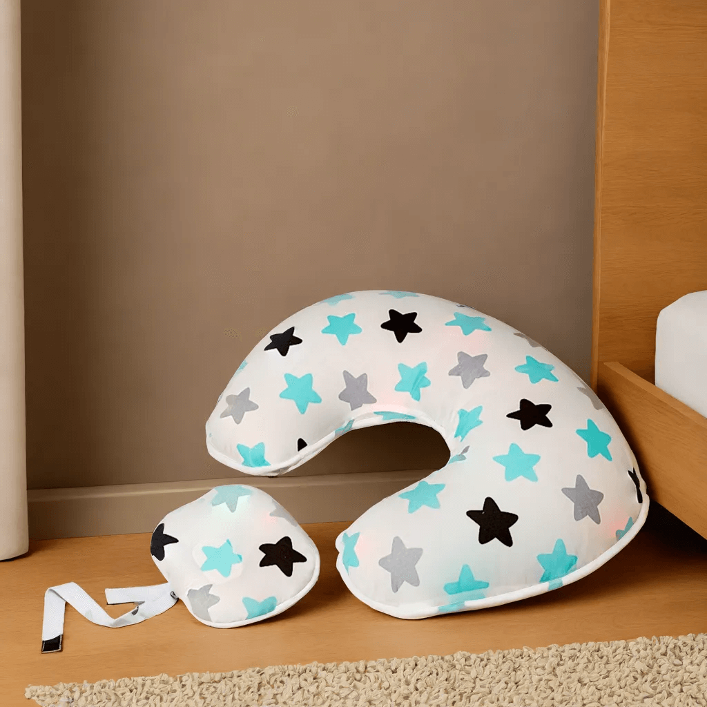 Coussin d'Allaitement, Confort Ergonomique 2-en-1 pour Bébé et Maman en Coton Doux