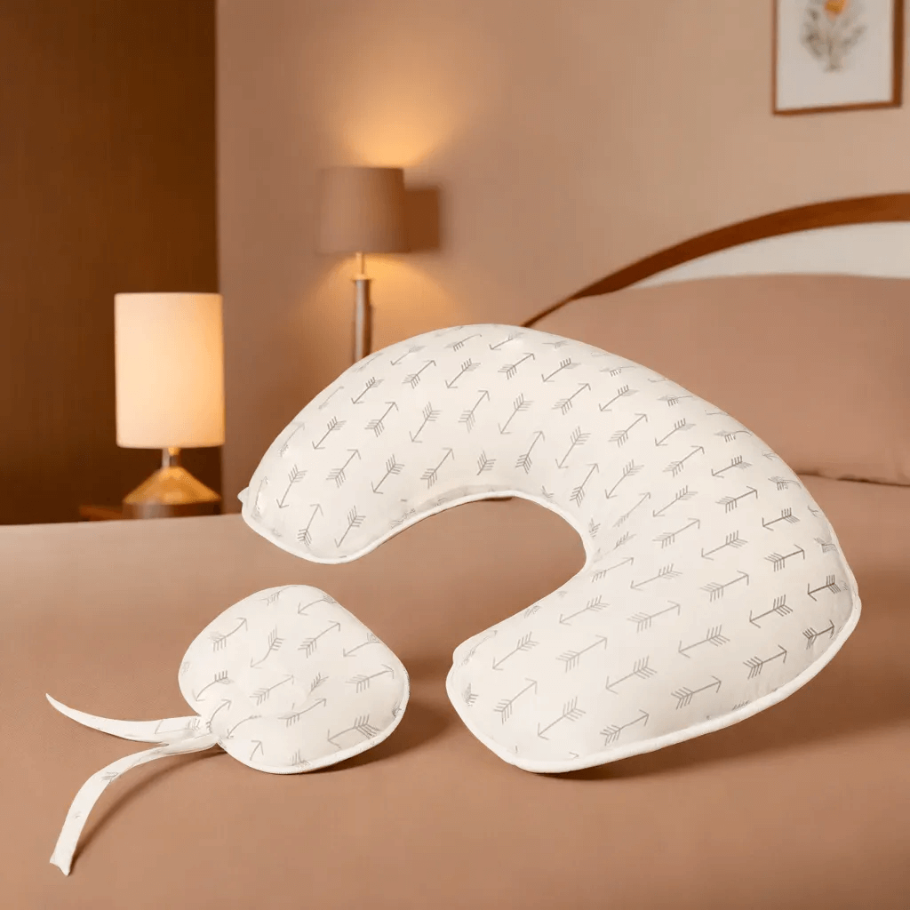 Coussin d'Allaitement, Confort Ergonomique 2-en-1 pour Bébé et Maman en Coton Doux