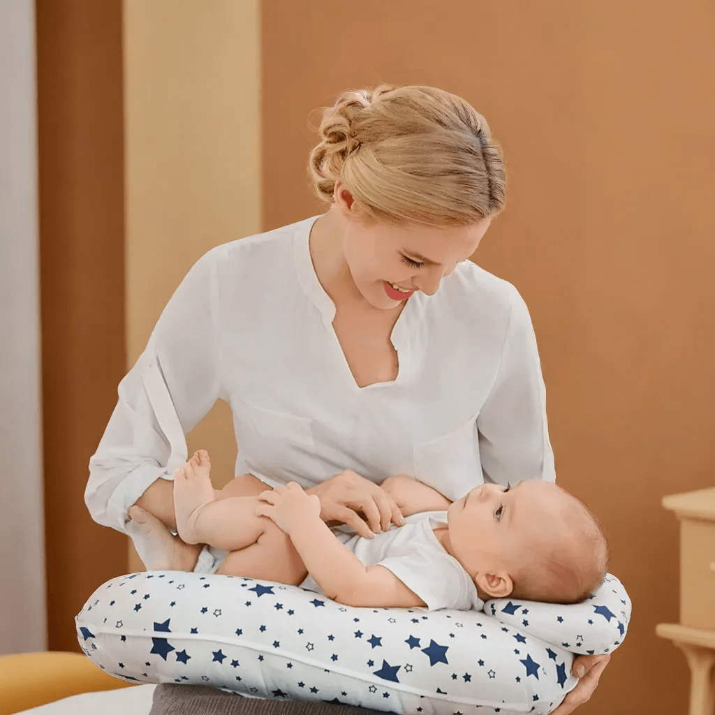 Coussin d'Allaitement, Confort Ergonomique 2-en-1 pour Bébé et Maman en Coton Doux