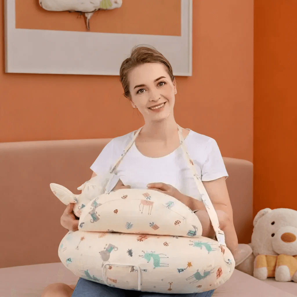 Coussin d'Allaitement avec Sangles de Maintien, Sécurité et Confort Optimal pour Maman et Bébé
