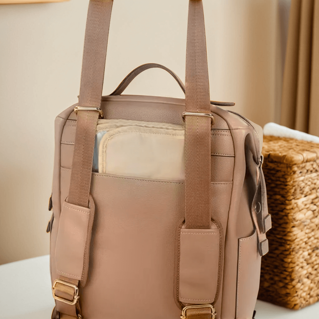 Sac à Dos à Langer en Simili Cuir, Grande Capacité, Design Moderne et Polyvalent
