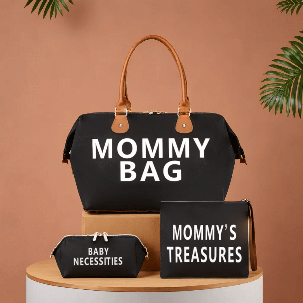 Sac à Langer 3 Pièces MommyBag Essential – Ensemble Imperméable avec Pochettes de Rangement pour Maman et Bébé
