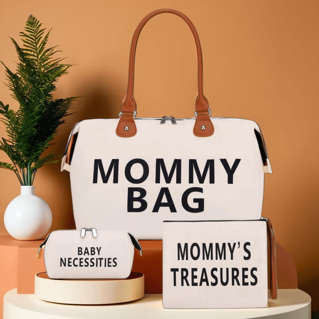 Sac à Langer 3 Pièces MommyBag Essential – Ensemble Imperméable avec Pochettes de Rangement pour Maman et Bébé
