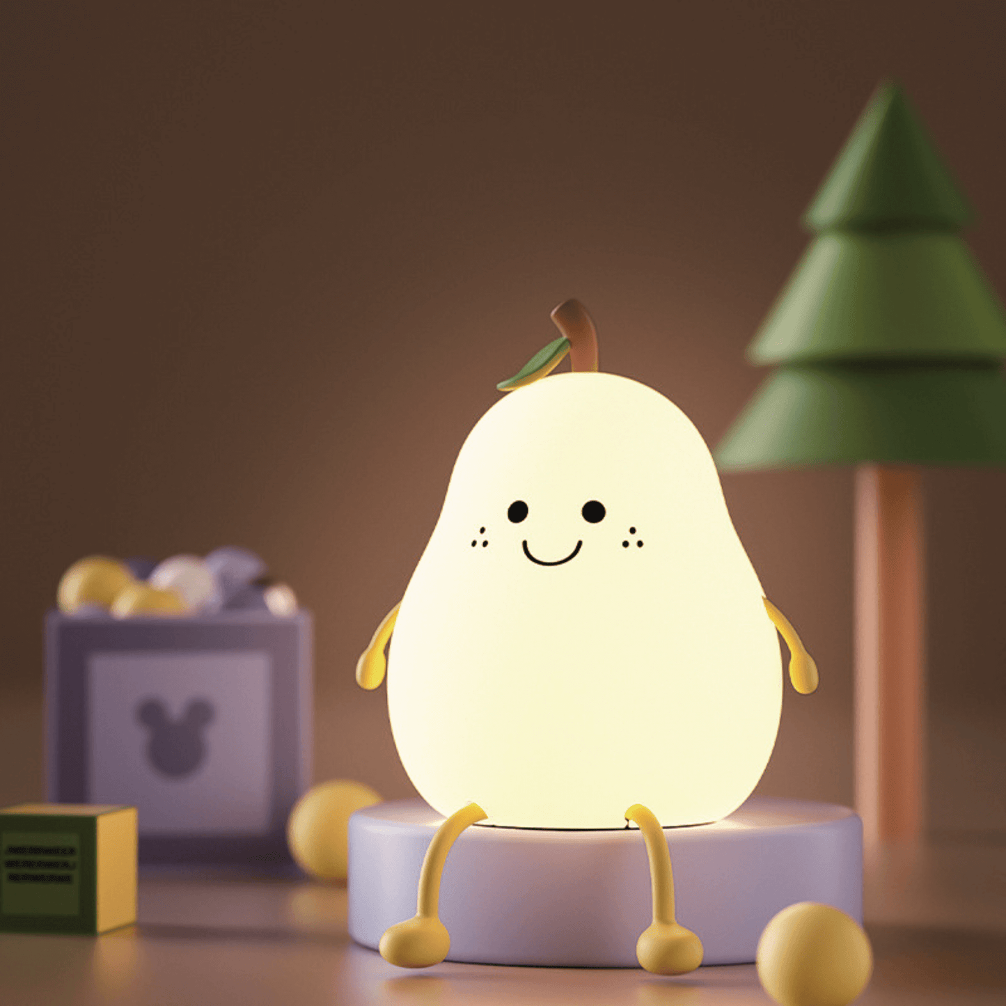 Veilleuse Enfant Rechargeable GlowPear – Lampe Tactile en Forme de Poire avec 7 Modes de Couleur et Minuterie USB