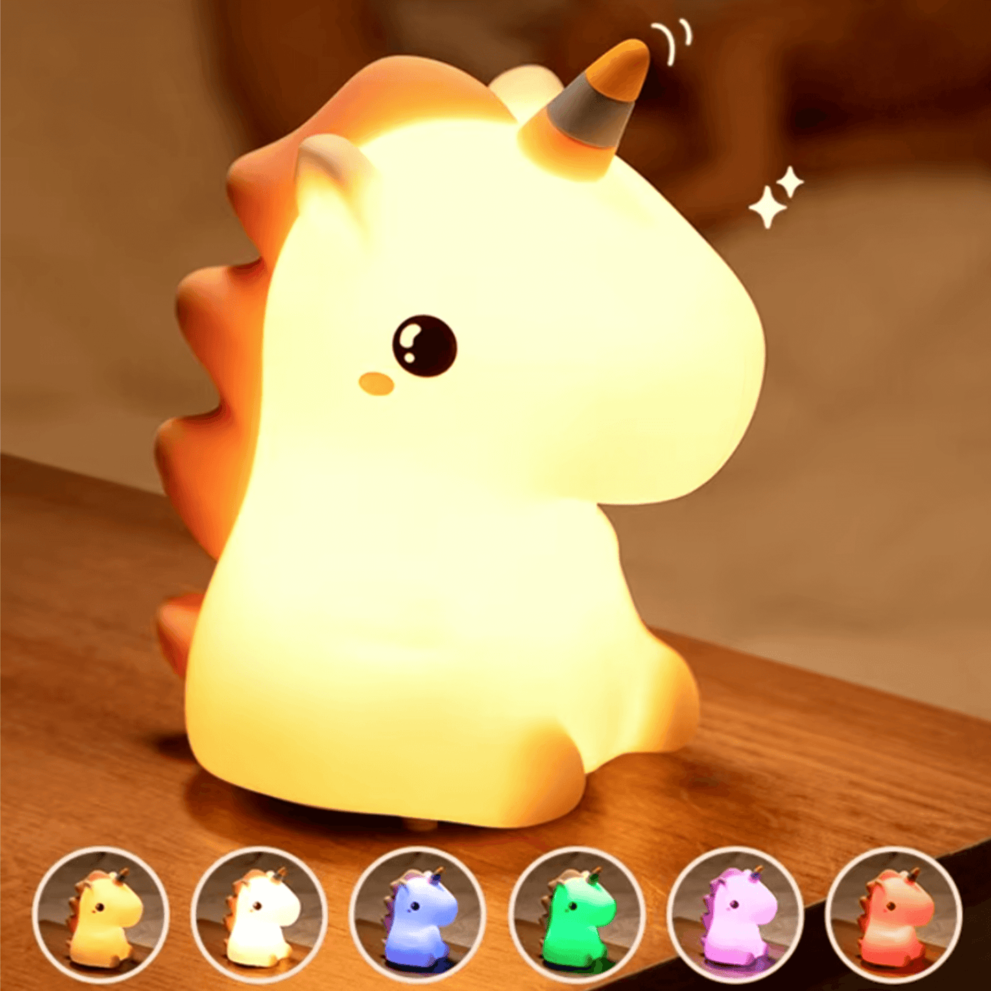 Veilleuse Licorne LED Silicone Enfant UnicornGlow – Lampe de Nuit Tactile Rechargeable USB 6 Couleurs
