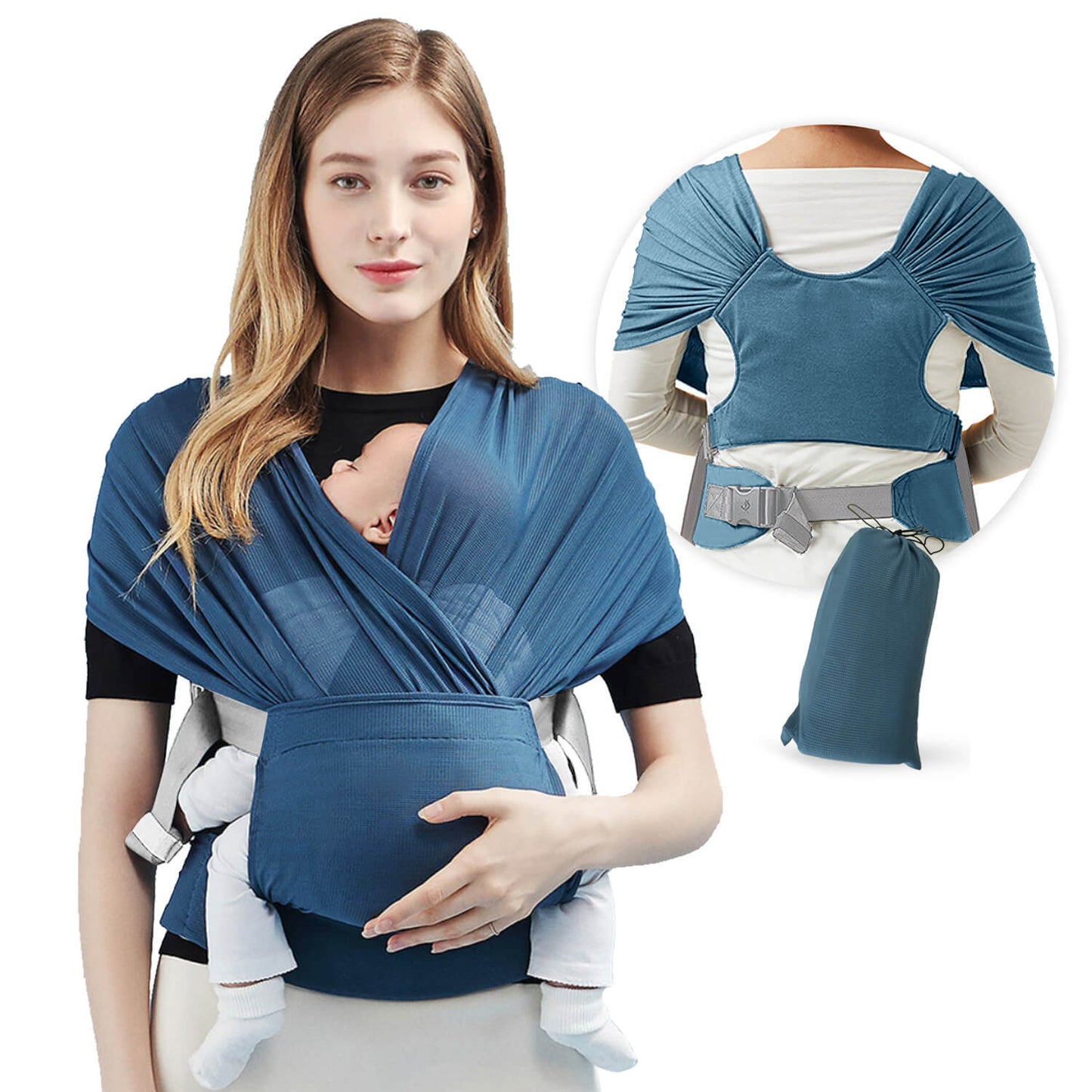 echarpe porte bebe bleu