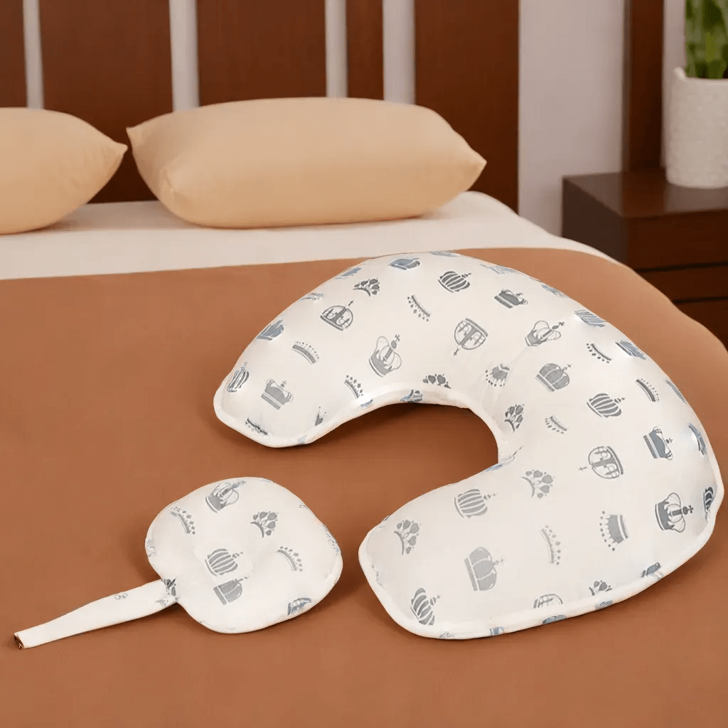 Coussin d'Allaitement, Confort Ergonomique 2-en-1 pour Bébé et Maman en Coton Doux